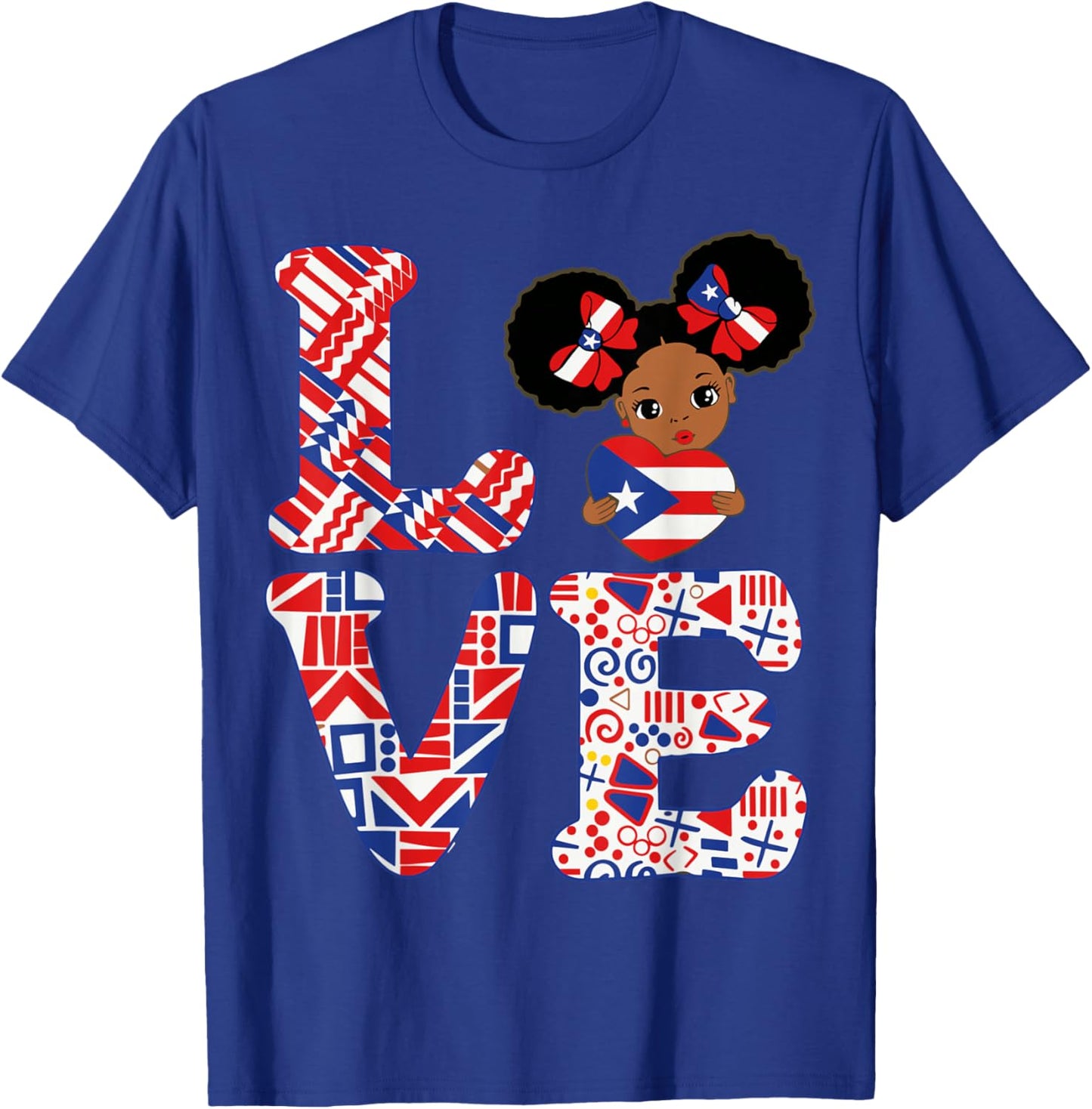 Love Puerto Rican Princess Girl Flag Hispanic Heritage Month T-Shirt - T-Shirt | Royal