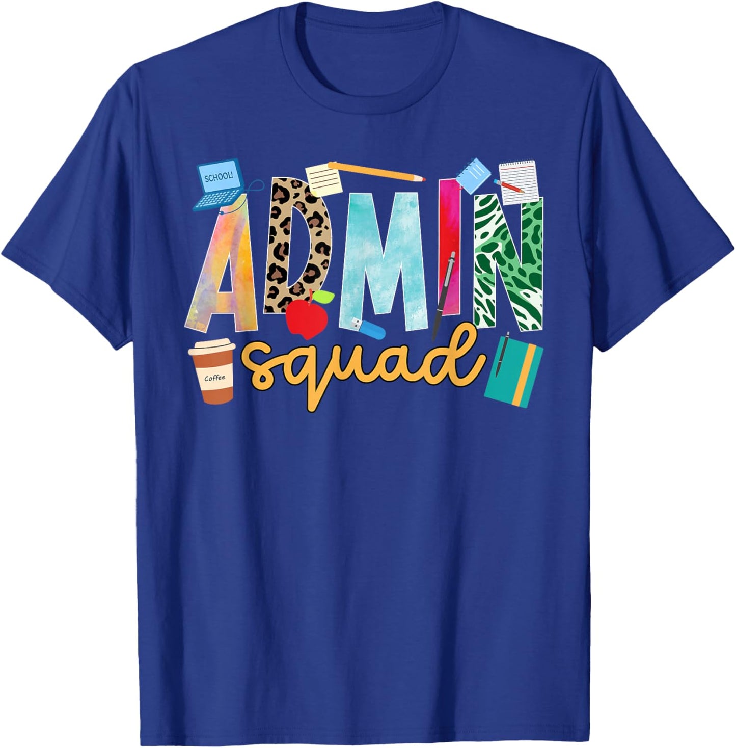 Admin Squad Leopard School Administrator School Admin T-Shirt - T-Shirt | Royal