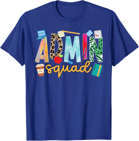 Admin Squad Leopard School Administrator School Admin T-Shirt - T-Shirt | Royal