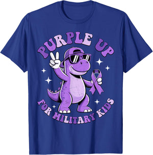 Purple Up for Military Kids Military Child Month Dinosaur T-Shirt - T-Shirt | Royal