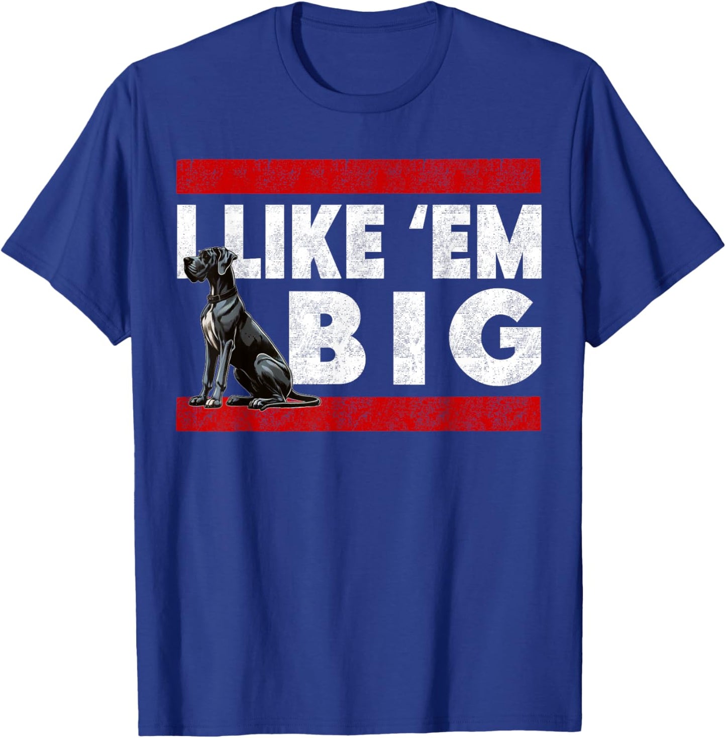 Black Great Dane - I Like Em Big, Retro Cute Large Breed Dog T-Shirt - T-Shirt | Royal