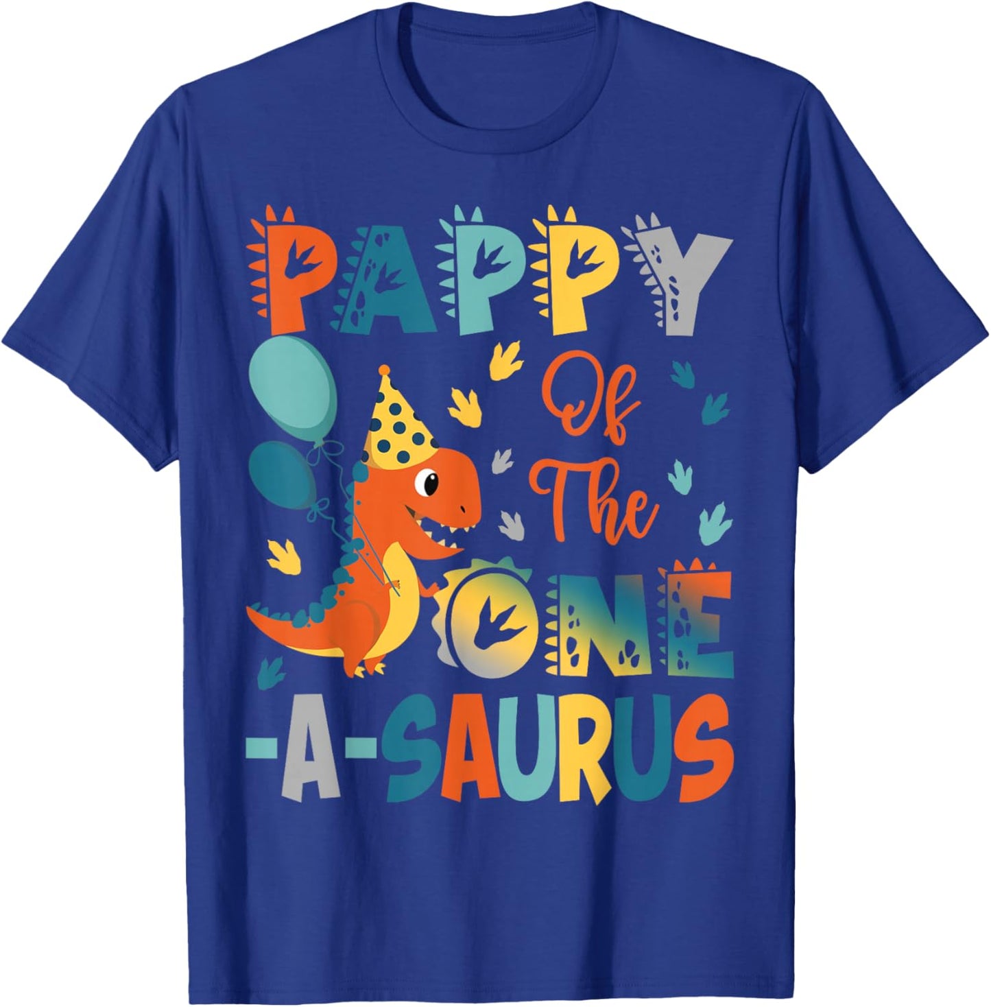 Pappy Of The One-A-Saurus 2Nd Birthday Dinosaur Party T-Shirt - T-Shirt | Royal
