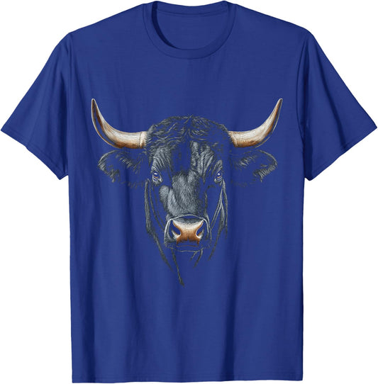Bull Animal Graphic Illustration Bull T-Shirt - T-Shirt | Royal
