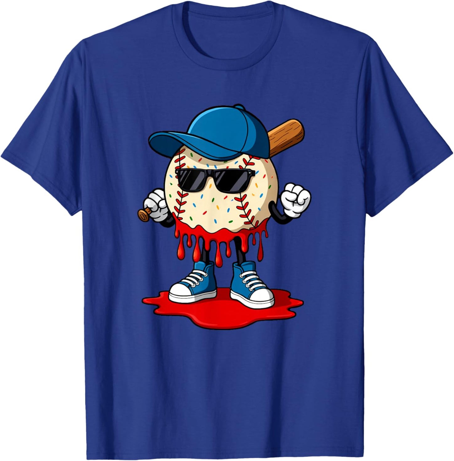Baseball Lifestyle 101 Apparel Youth Funny Drip Ice Cream T-Shirt - T-Shirt | Royal