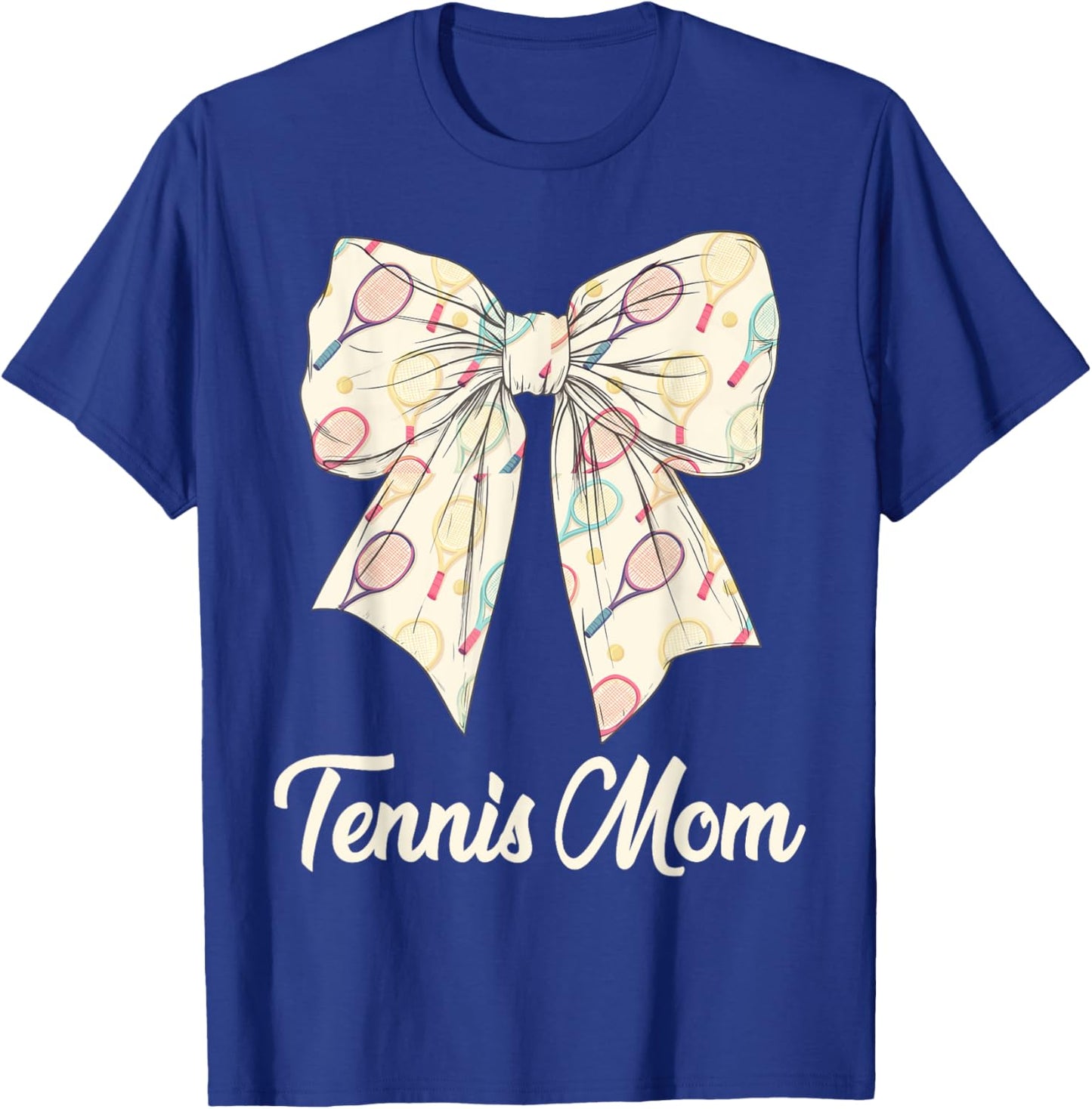 Tennis Mom Coquette Bow Cute Tennis Lovers Mothers Day T-Shirt - T-Shirt | Royal