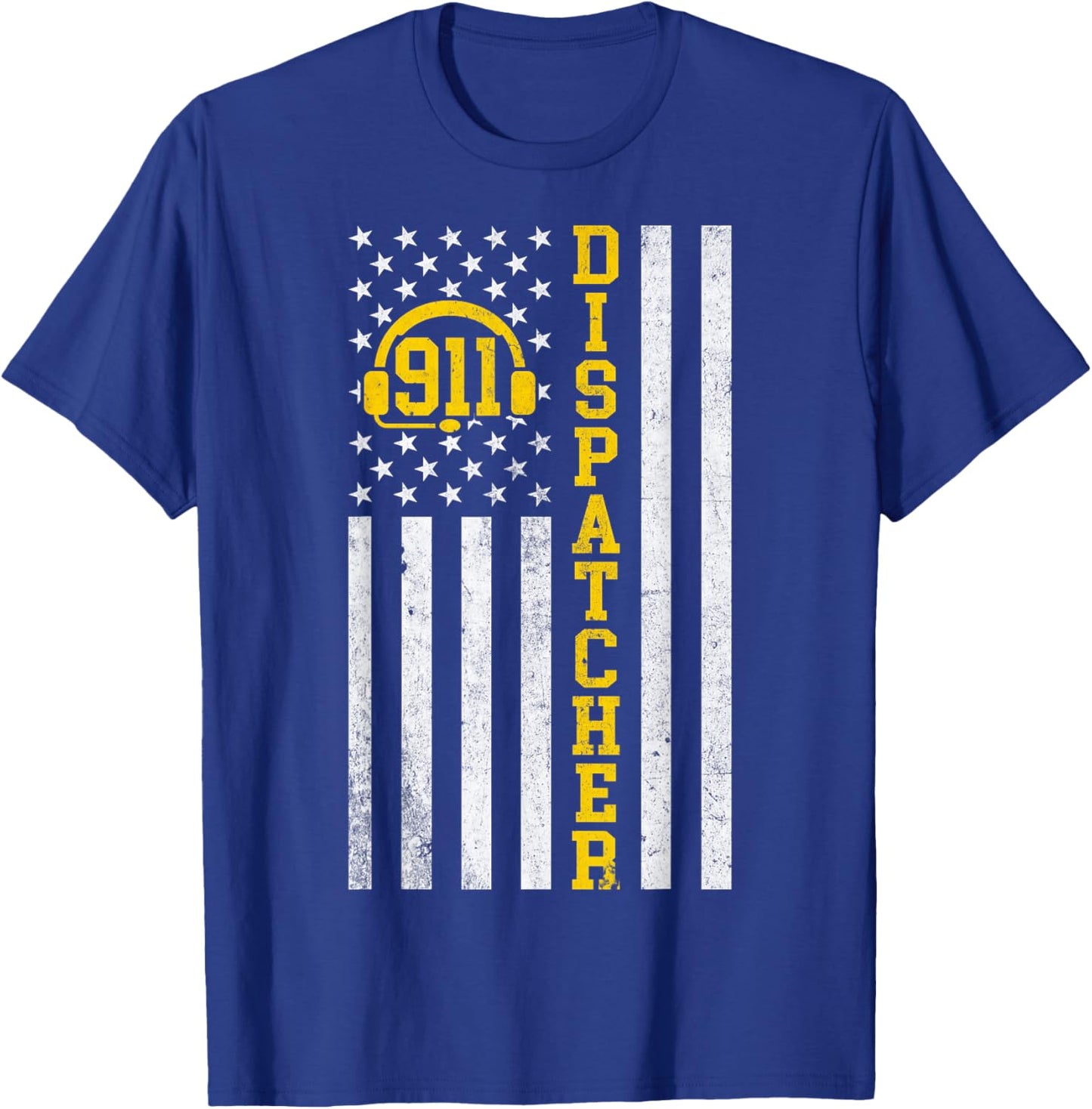 911 Dispatcher Operator - USA Flag Police Emergency Call T-Shirt - T-Shirt | Royal