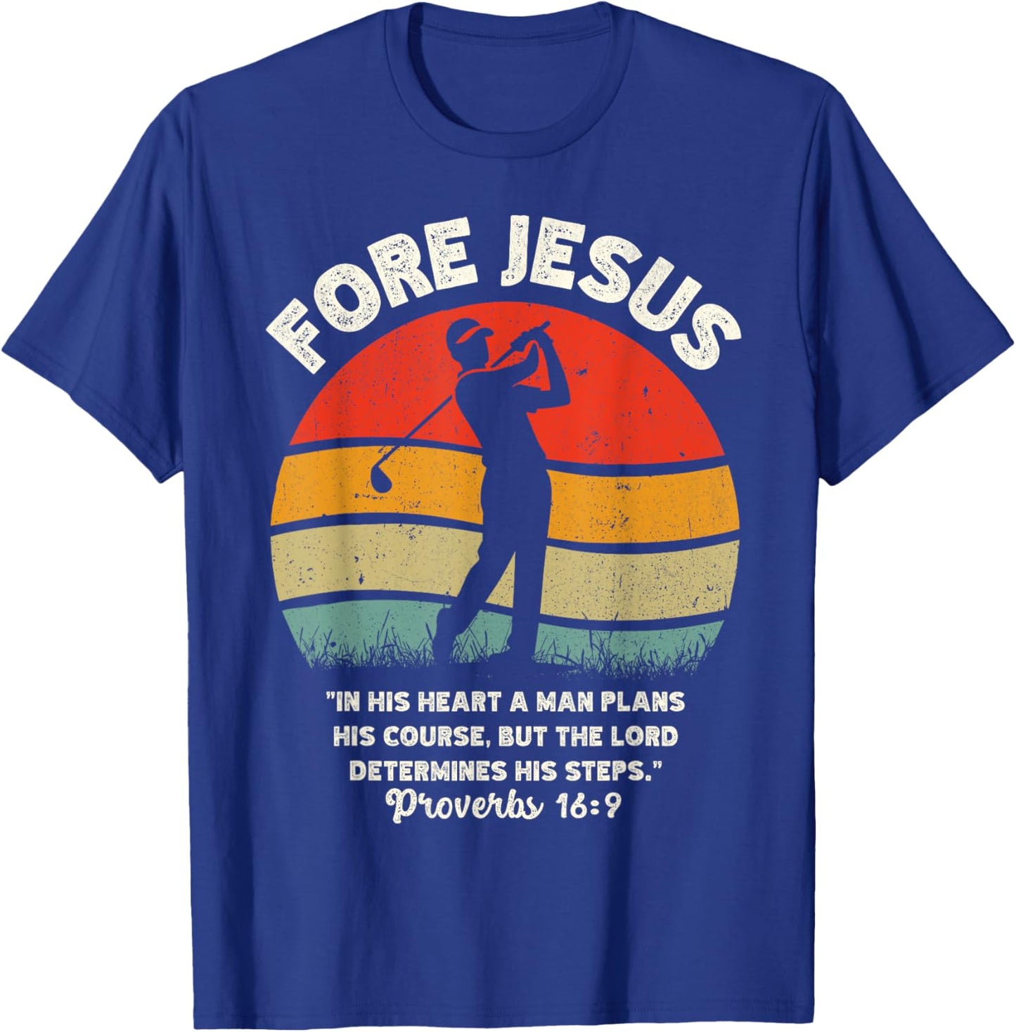 FORE Jesus Christian Golf Retro 70s Religious Golfing Men's T-Shirt - T-Shirt | Royal