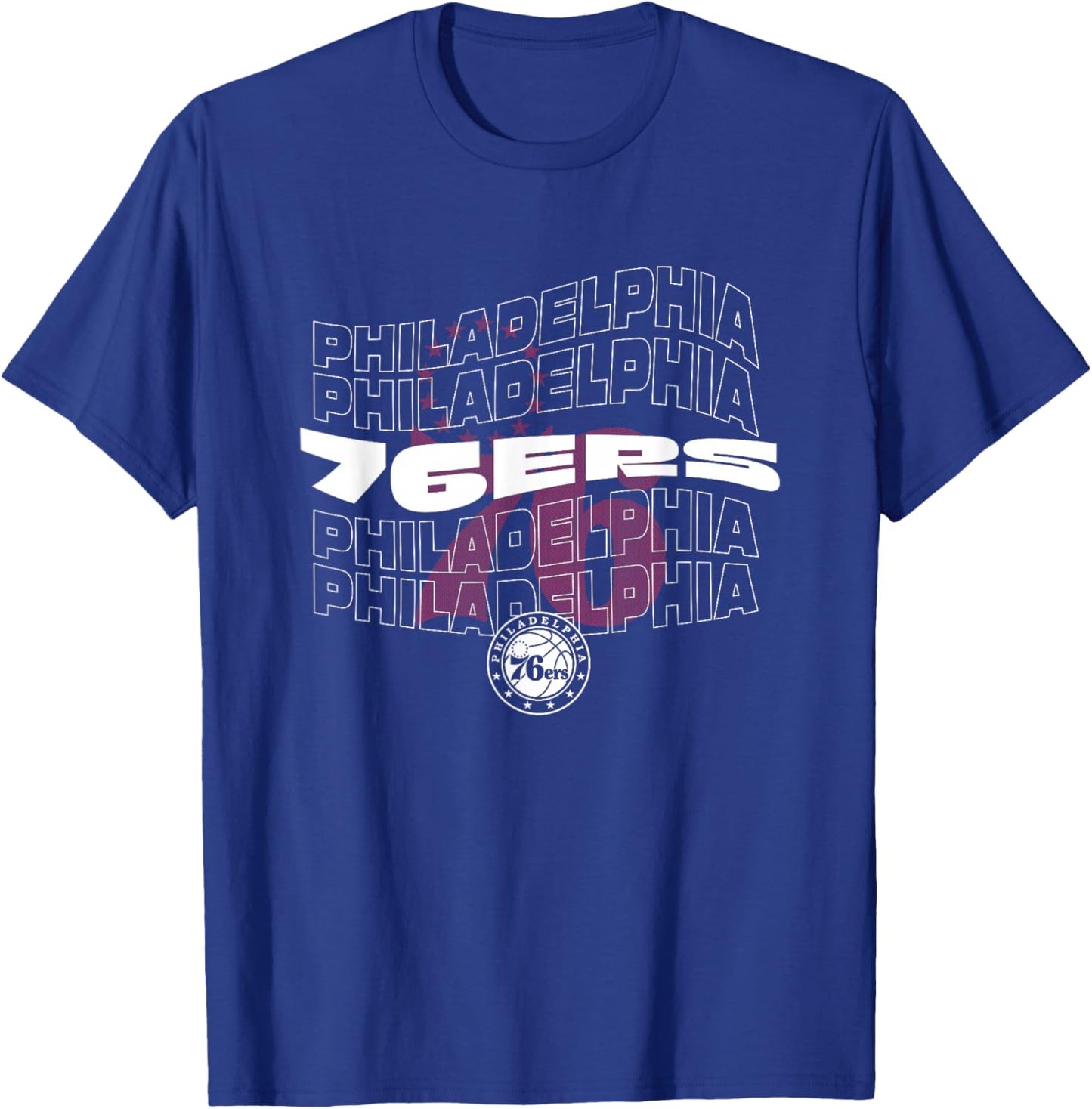 NBA Philadelphia 76ers Wave Outline Team Logo T-Shirt - T-Shirt | Royal