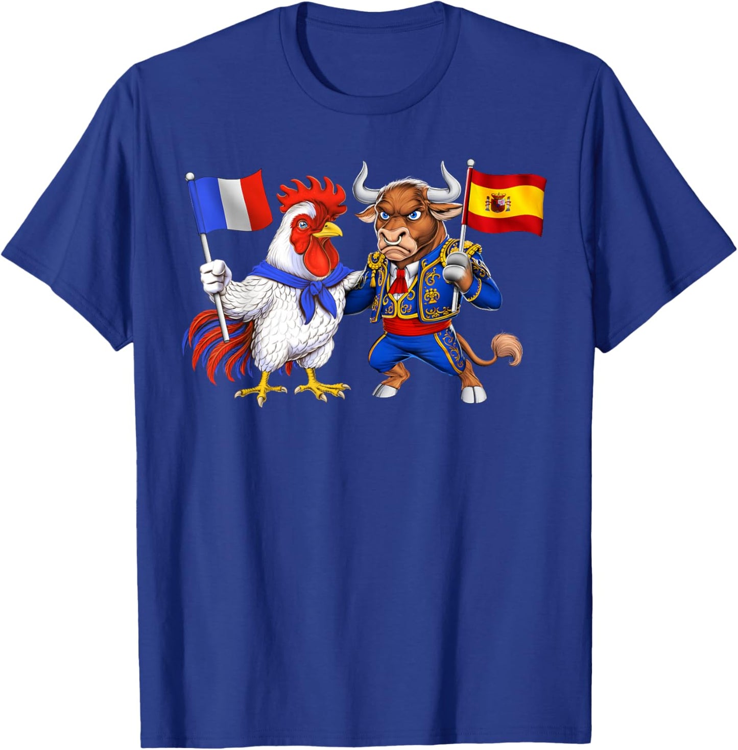 Flag France Spain French Roots Spanish Heritage T-Shirt - T-Shirt | Royal