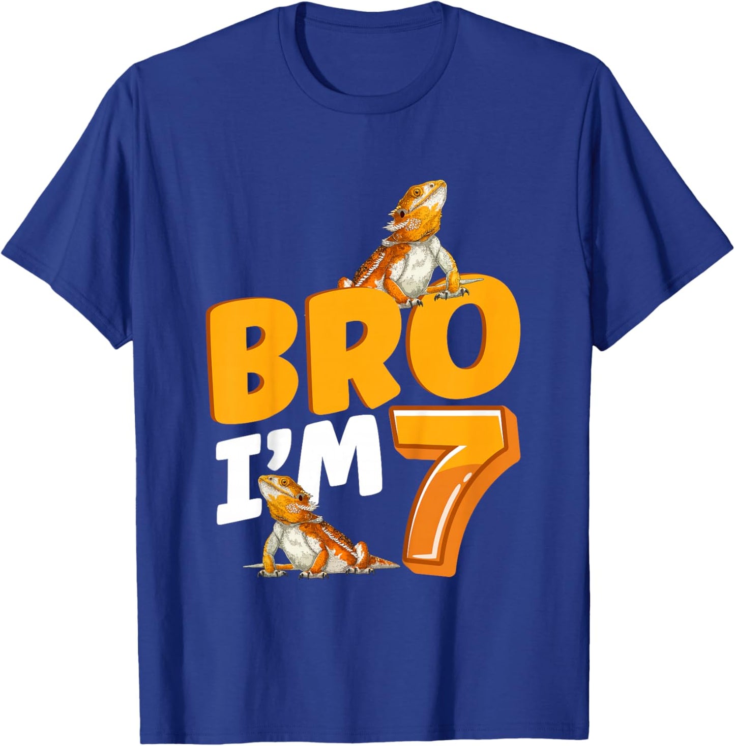 7th Reptile Birthday Seven Year Old Bearded Dragon Birthday T-Shirt - T-Shirt | Royal