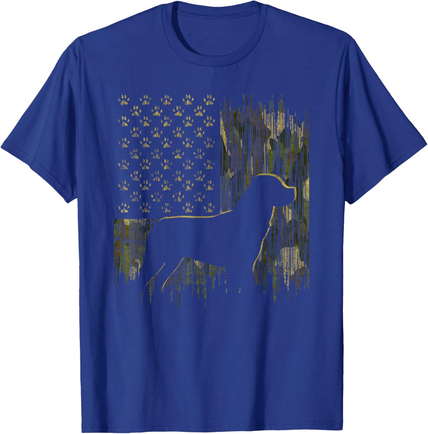 Vintage Camouflage USA Flag Love Rottweiler Dog Silhouette T-Shirt - T-Shirt | Royal