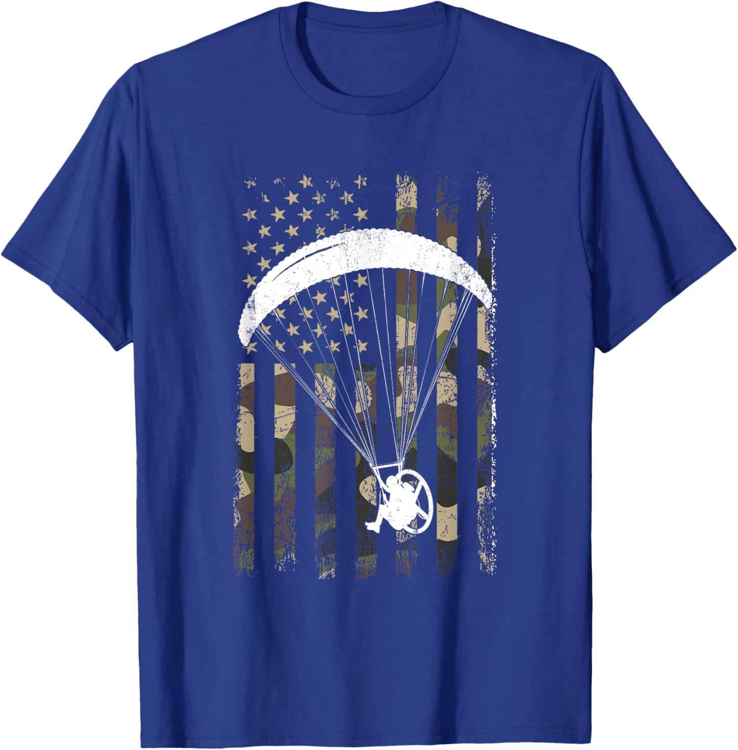 paramotor American Flag, paramotor T-Shirt - T-Shirt | Royal