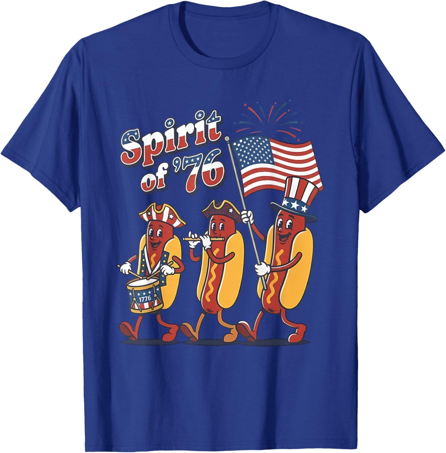 Spirit of 76 Patriotic Hot Dog Parade Patriotic 4th July T-Shirt - T-Shirt | Royal