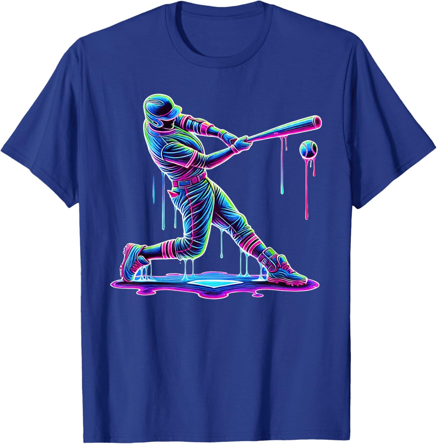 Ice Cream Drip Baseball Bat Baseball Player T-Shirt - T-Shirt | Royal