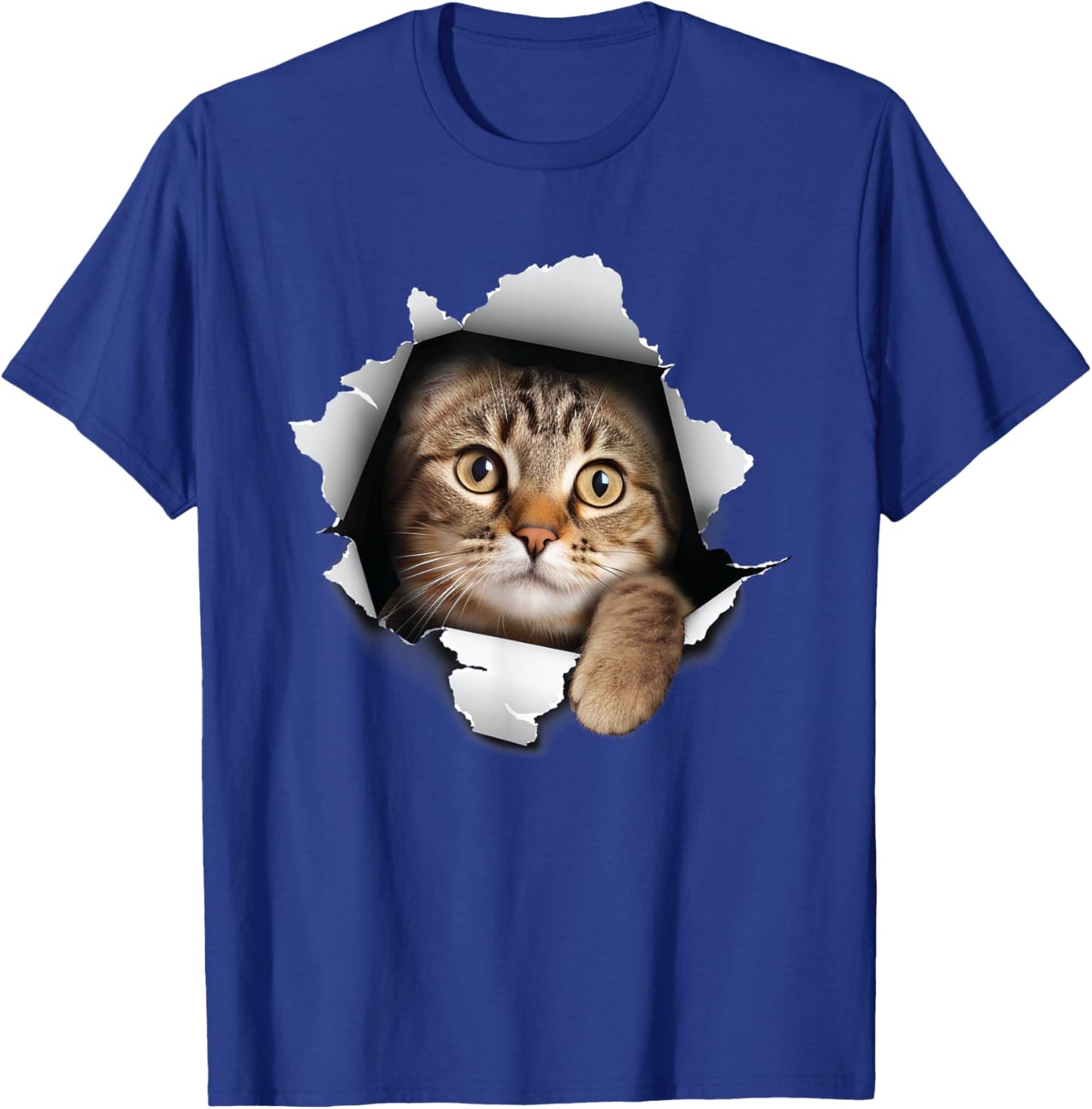 Cat Looking Through Hole - Cat Lover Kitten Owner Kitty Women Kids T-Shirt - T-Shirt | Royal