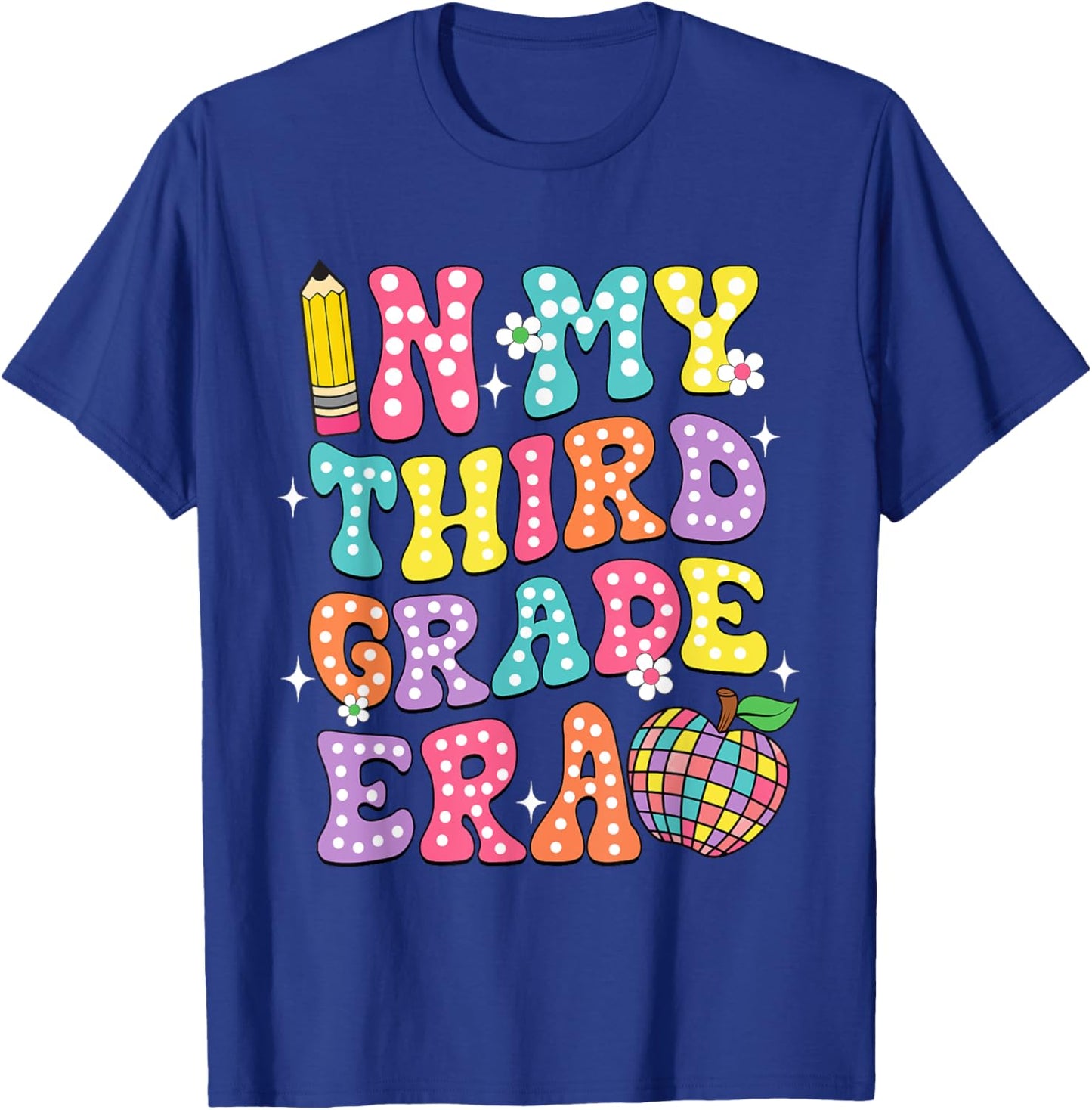Retro Groovy In My Third Grade Era First Day Back To School T-Shirt - T-Shirt | Royal