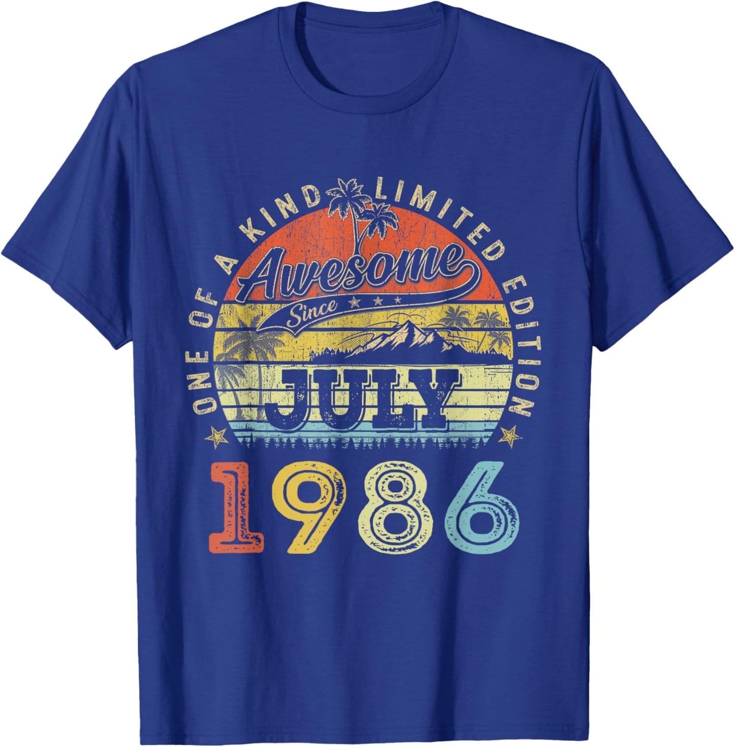Funny 38 Years Old July 1986 Vintage 38th Birthday Men Women T-Shirt - T-Shirt | Royal