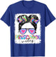 Preschool Vibes Messy Hair Bun Girl Back To School First Day T-Shirt - T-Shirt | Royal