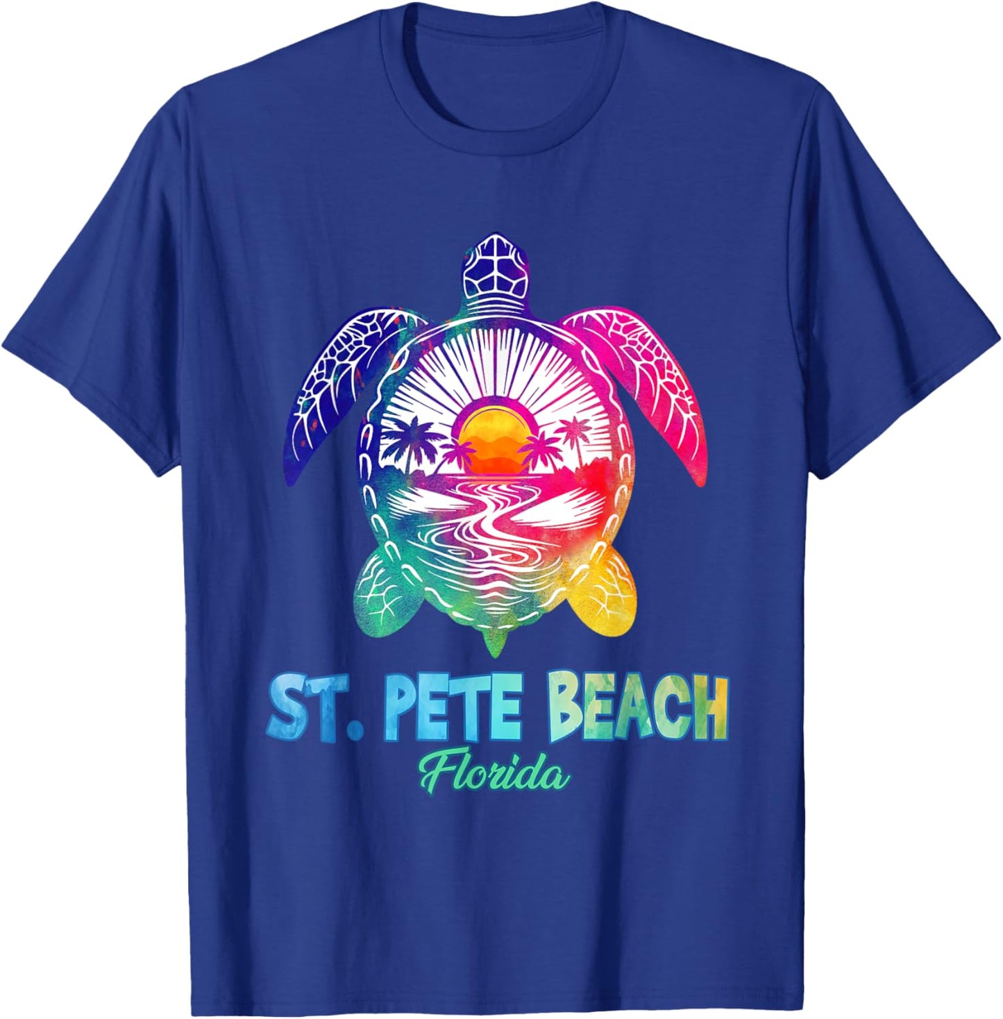 St. Pete Beach Tie Dye Sea Turtle Florida Vacation T-Shirt - T-Shirt | Royal