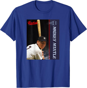 Mickey Mantle_Baseball_001_Back Printed T-Shirt - T-Shirt | Royal