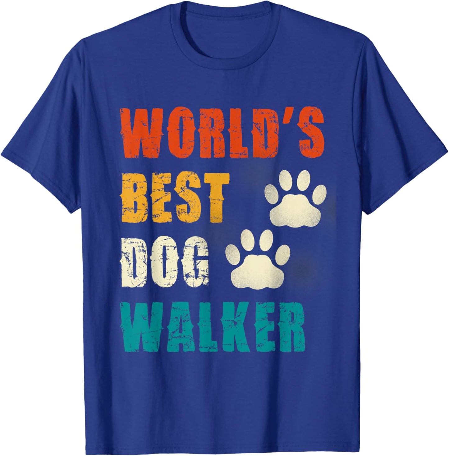 World's Best Dog Walker Paw Heart Pet Men Women Girls Kids T-Shirt - T-Shirt | Royal