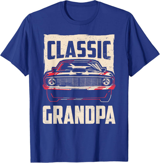 Classic Grandpa Funny Retro Fan Classic Car Lover Vintage T-Shirt - T-Shirt | Royal
