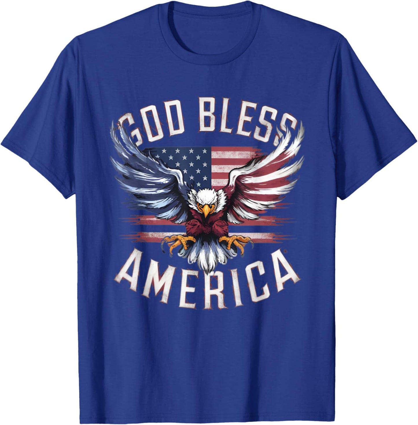 God Bless America eagle usa flag 4th of July T-Shirt - T-Shirt | Royal