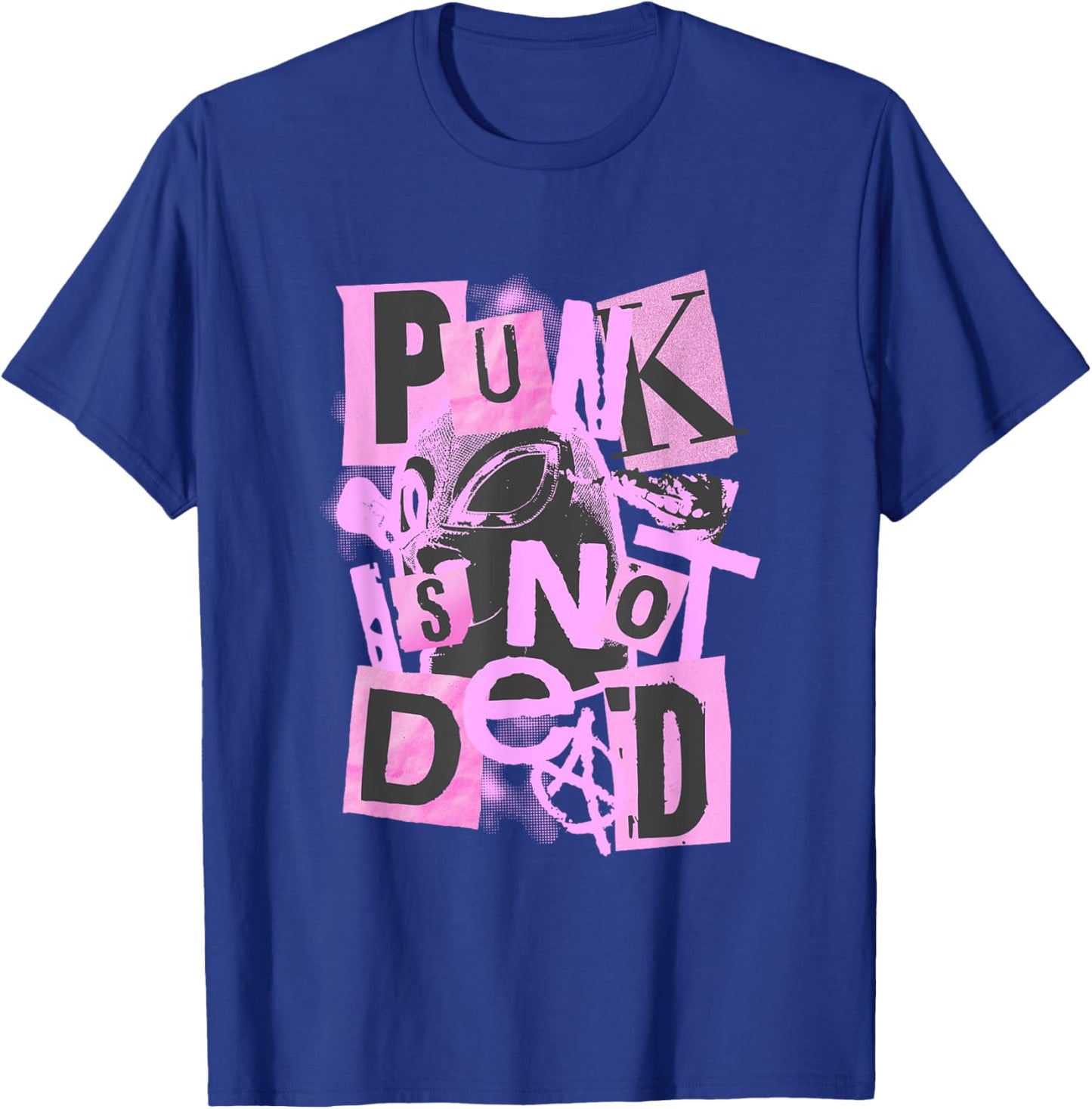 Punk is Not Dead Collage Style Anarchist Rebellion Design T-Shirt - T-Shirt | Royal