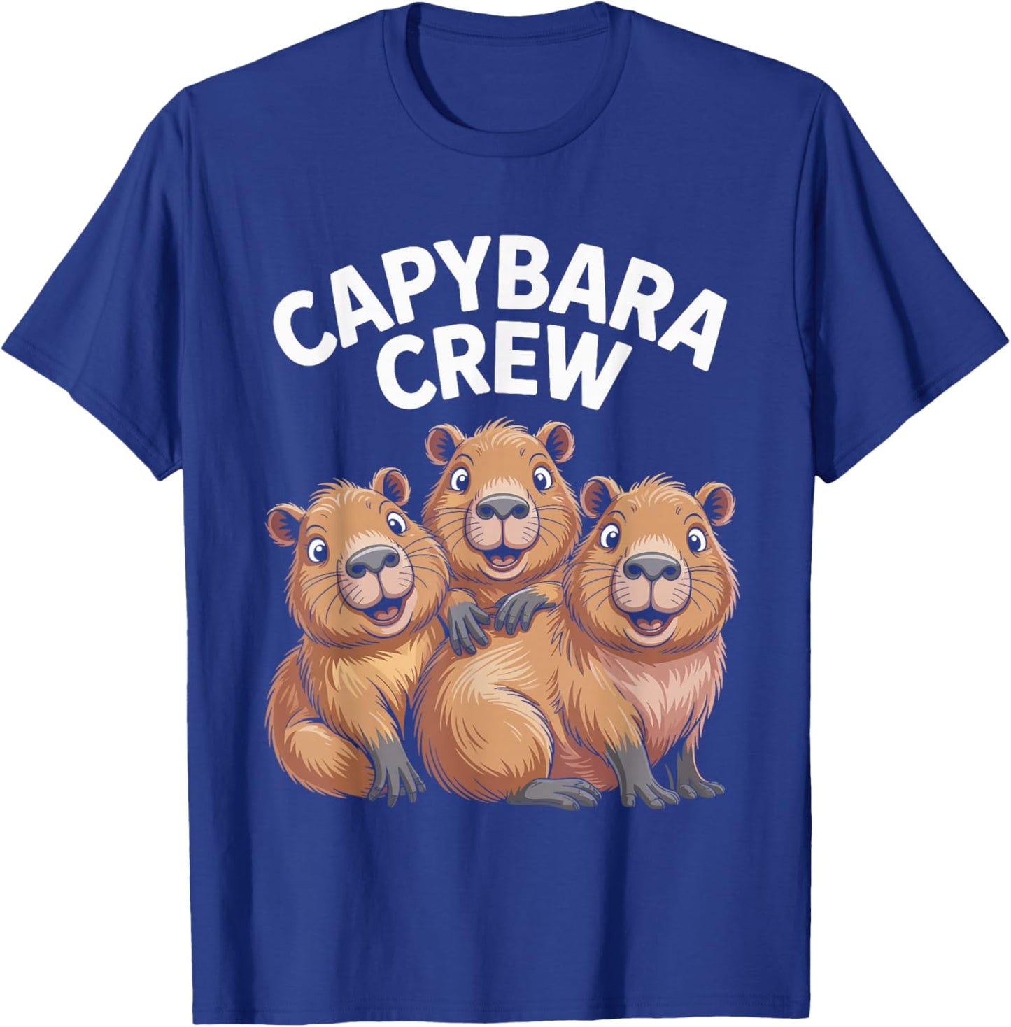 Capybara Crew Cartoon Funny Animal Themed Trio Retro Artwork T-Shirt - T-Shirt | Royal