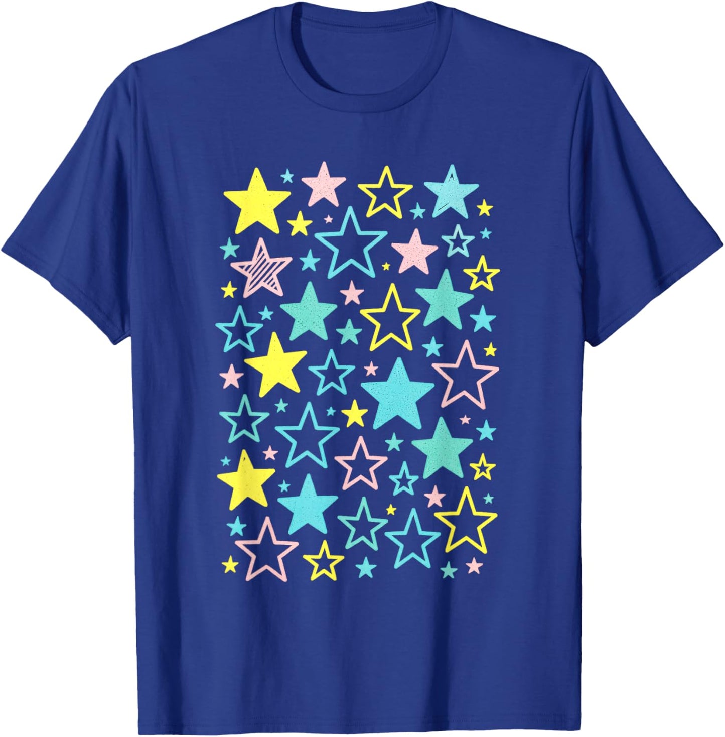 Colorful Stars - Fun Pattern Art T-Shirt - T-Shirt | Royal