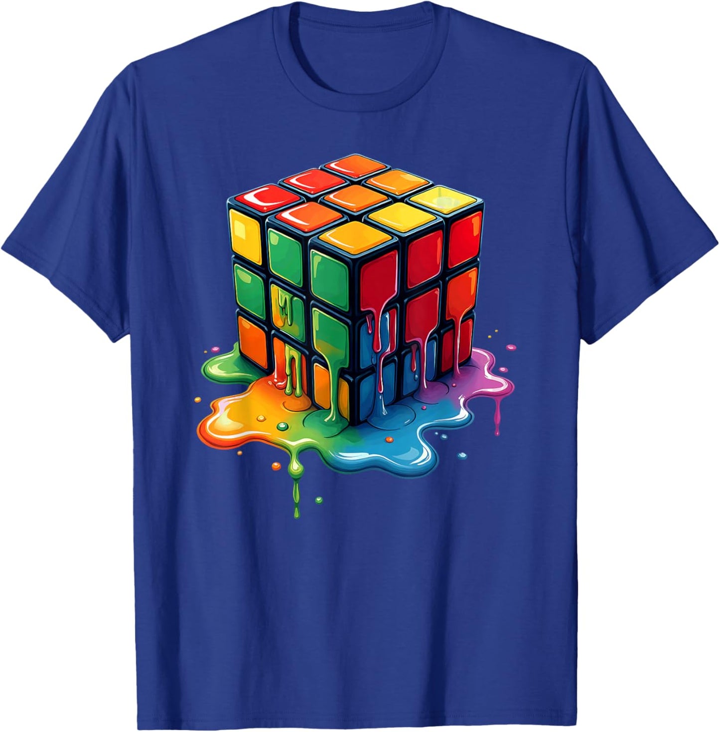 Aesthetic Melting Cube Dripping T-Shirt - T-Shirt | Royal