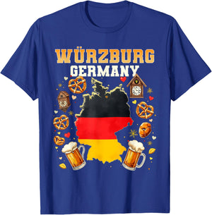 Würzburg Germany Souvenir German Flag Map Würzburg Vacation T-Shirt - T-Shirt | Royal
