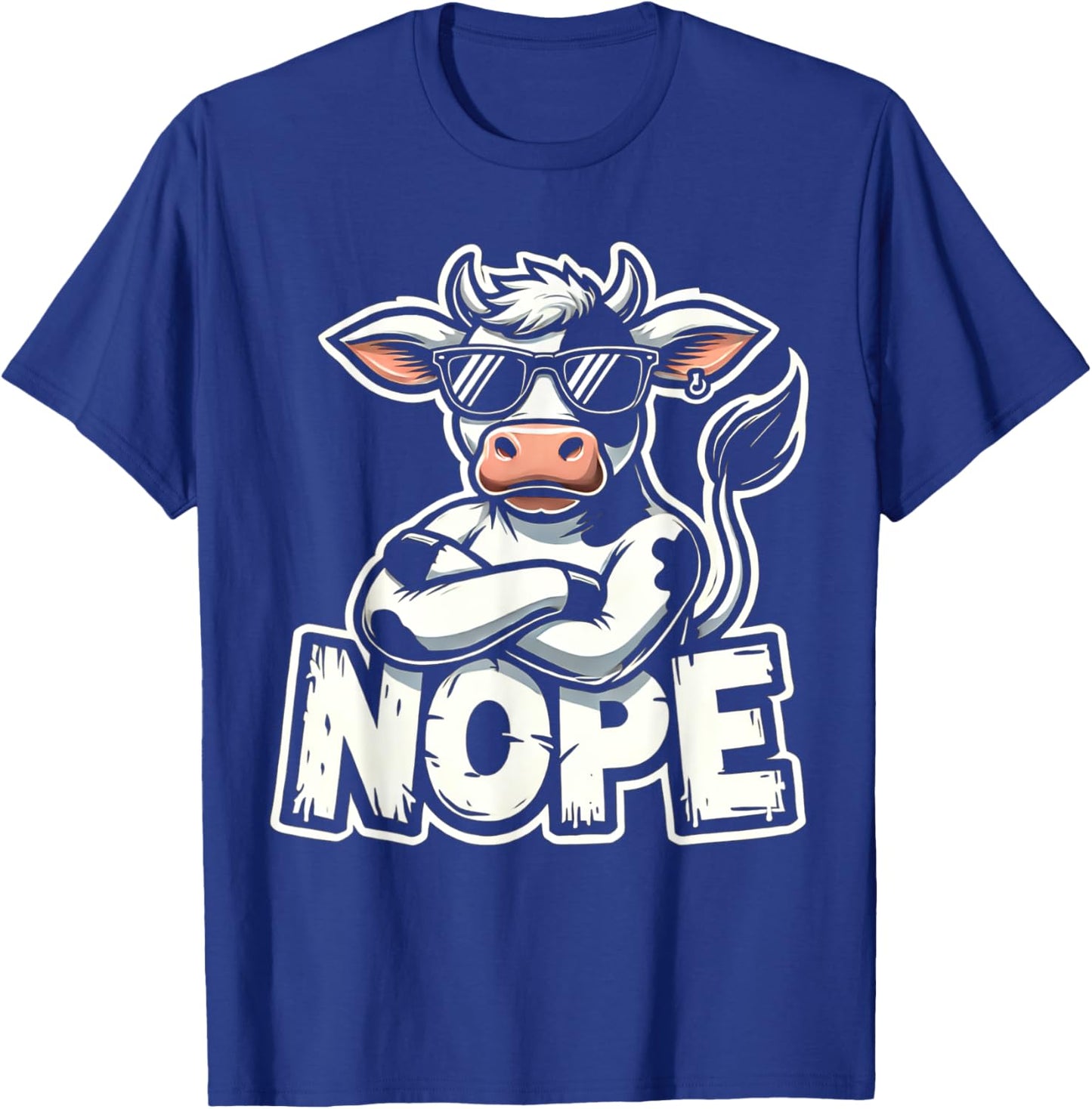 Vintage Art Cute Animal Lovers Cartoon Cow NOPE Awespme Pet T-Shirt - T-Shirt | Royal