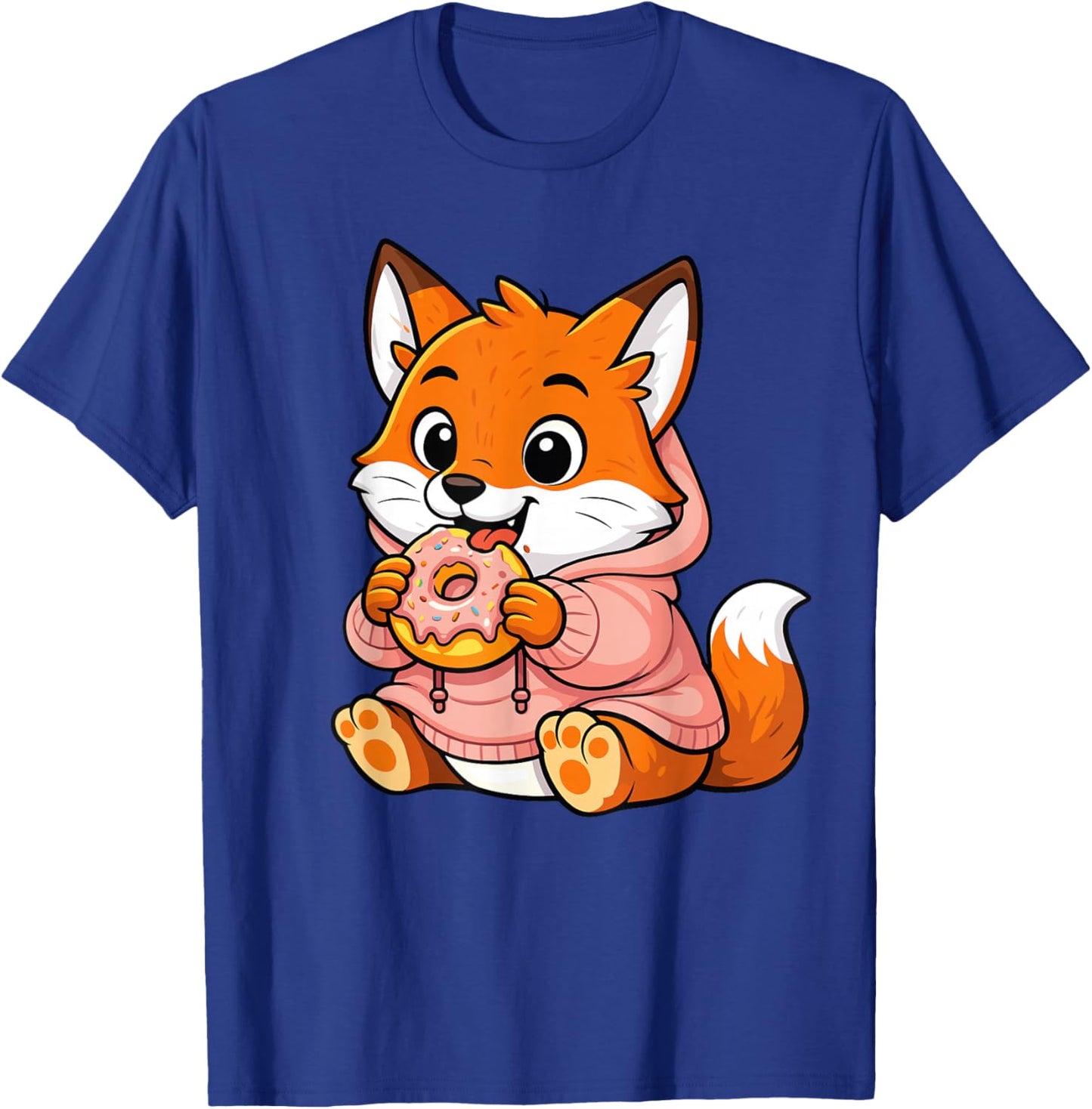 Fox Eating Donut Graphic Fox Kawaii Anime T-Shirt - T-Shirt | Royal