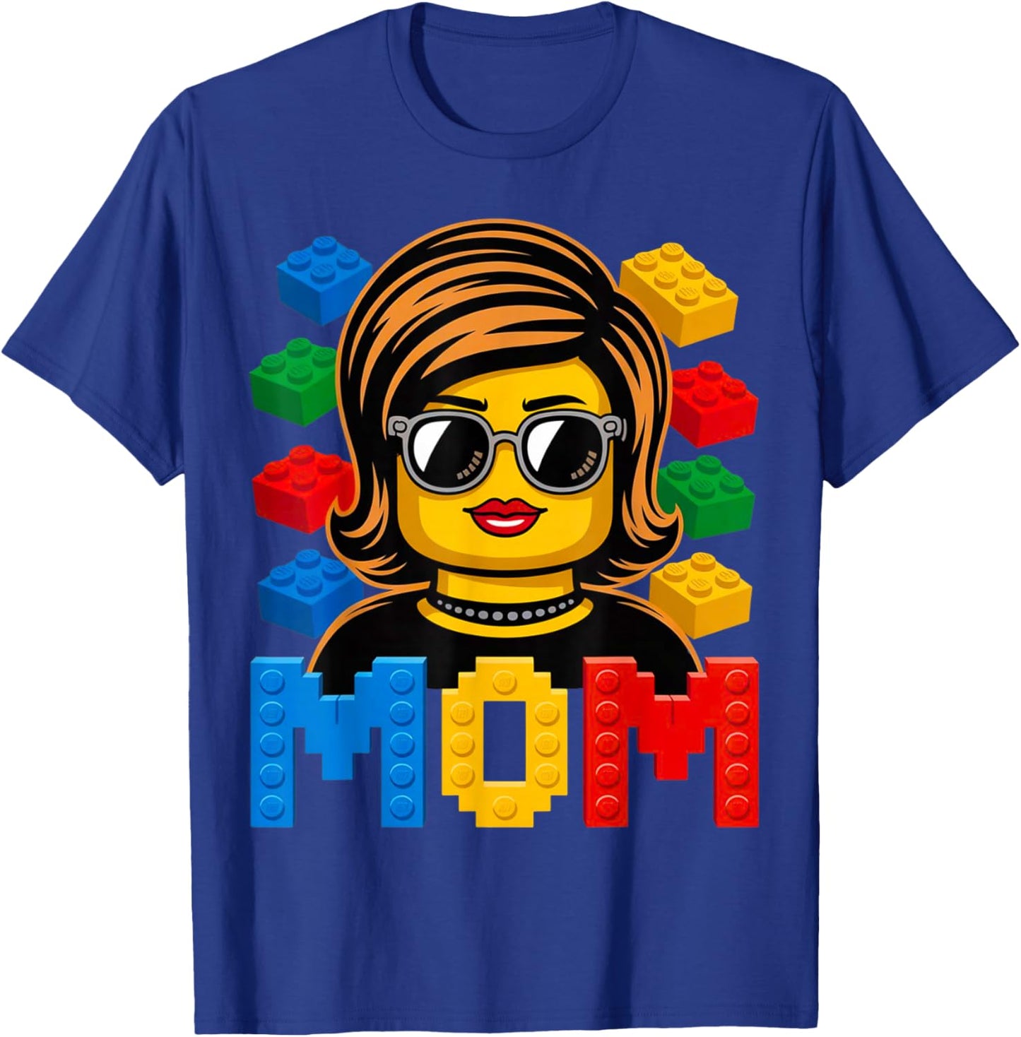 Family Mom Master Builder Building Bricks Blocks Mothers Day T-Shirt - T-Shirt | Royal