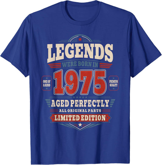 51 Anniversaire Cadeau Homme et Femme Vintage Année 1975 T-Shirt - T-Shirt | Royal