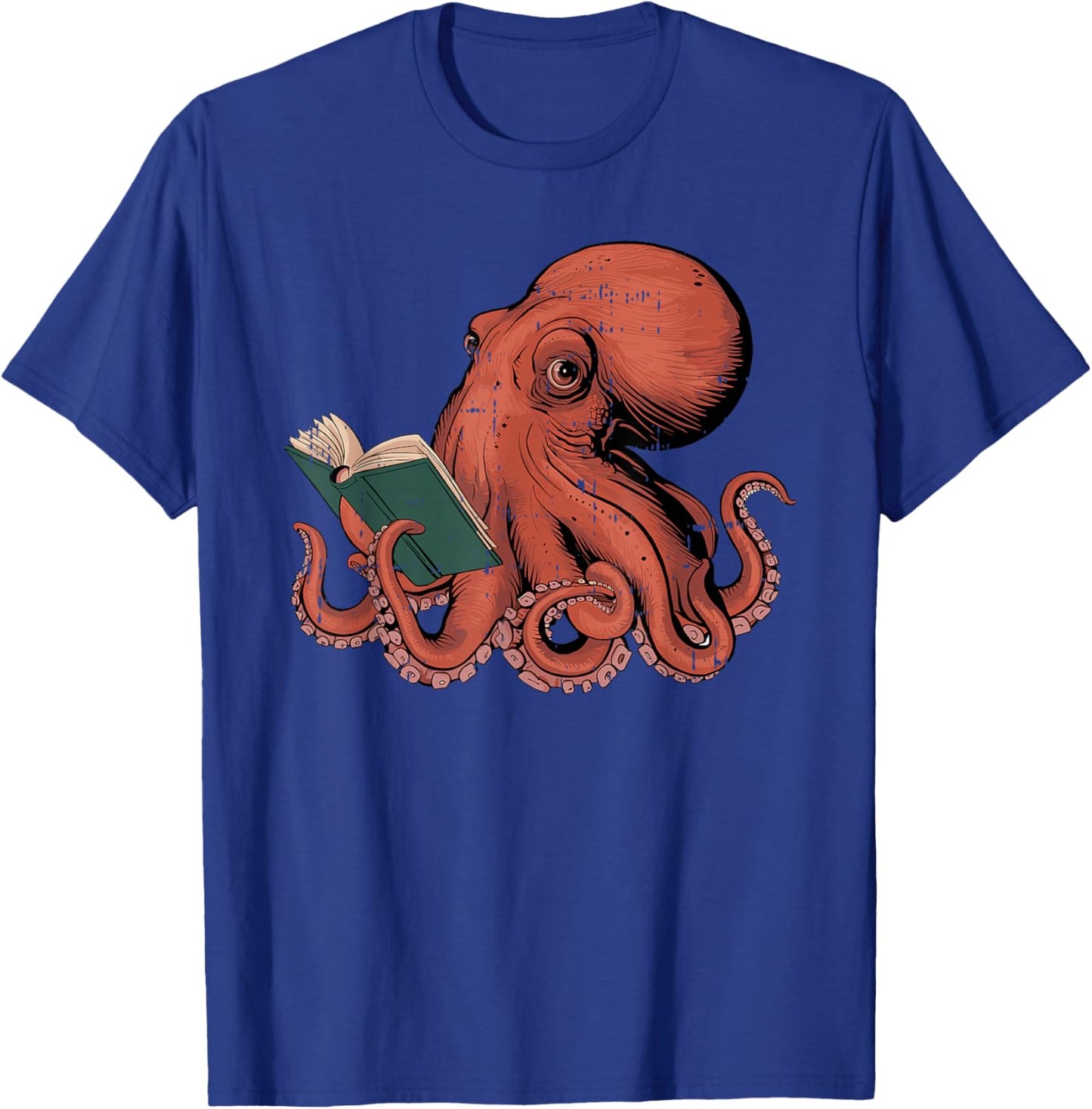 Octopus Reading Book Lover Bookworm Nerd Reader Bibliophile T-Shirt - T-Shirt | Royal