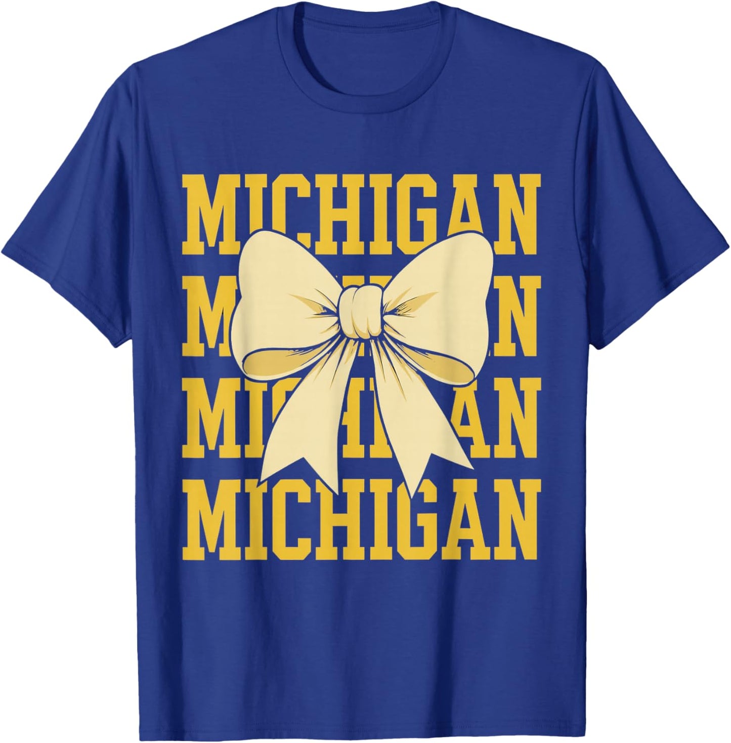 Retro Michigan Preppy Coquette Bow Women Girls Kids T-Shirt - T-Shirt | Royal
