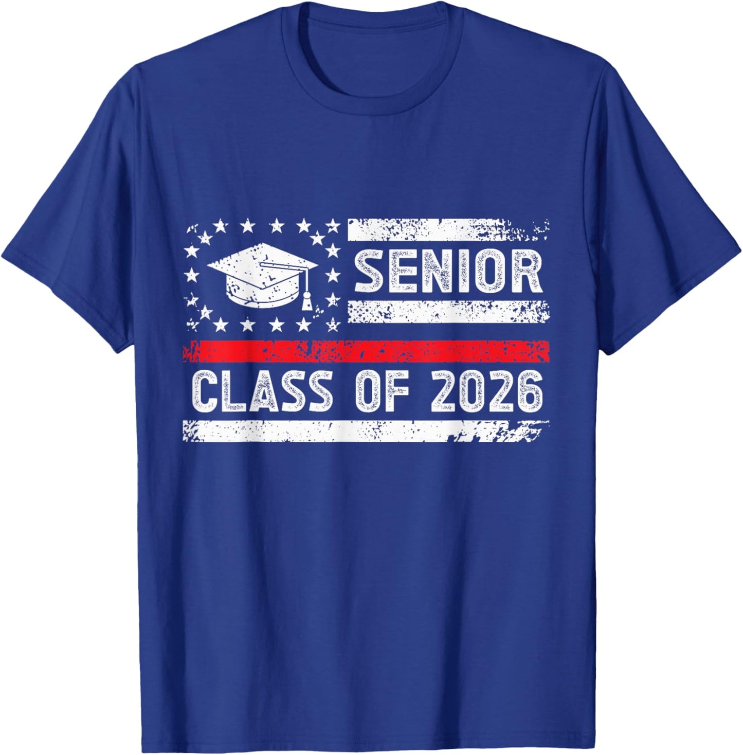 Graduation Class of 2026 Senior American Flag High School T-Shirt - T-Shirt | Royal
