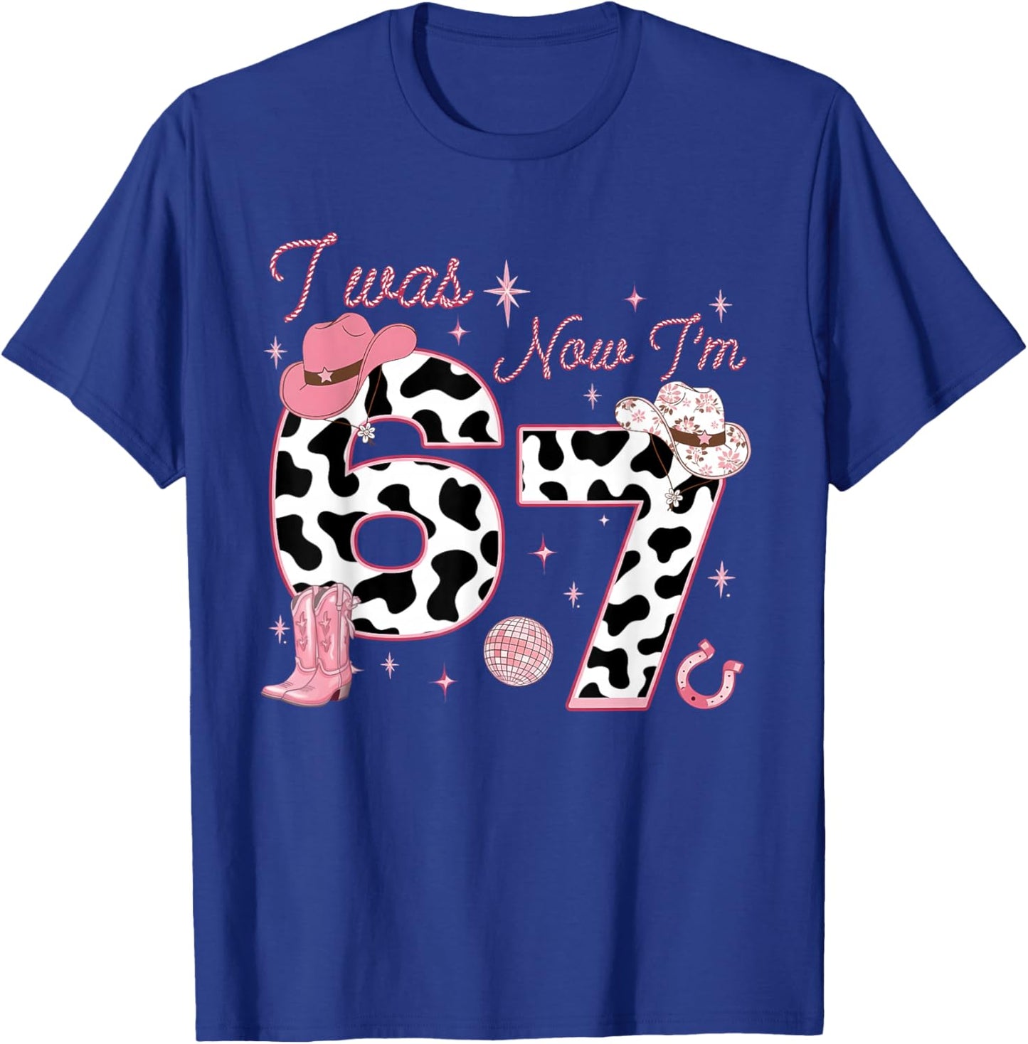 I was 6 Now I'm 7 Year Old 7th Birthday Girl Western Cowgirl T-Shirt - T-Shirt | Royal