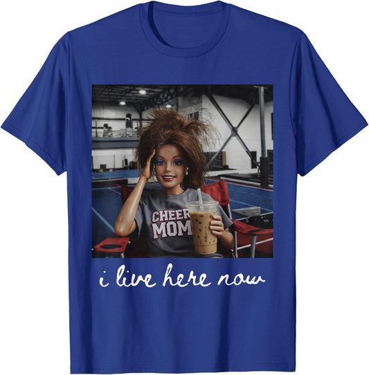 I Live Here Now Funny Ballfield Baseball Girl Softball Meme T-Shirt - T-Shirt | Royal