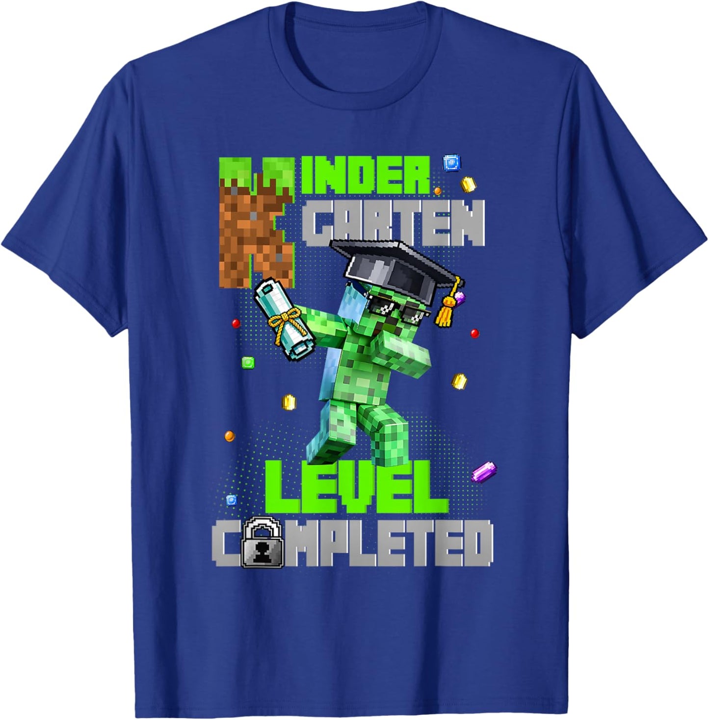 Kindergarten Level Completed Last Day of School Dabbing Game T-Shirt - T-Shirt | Royal