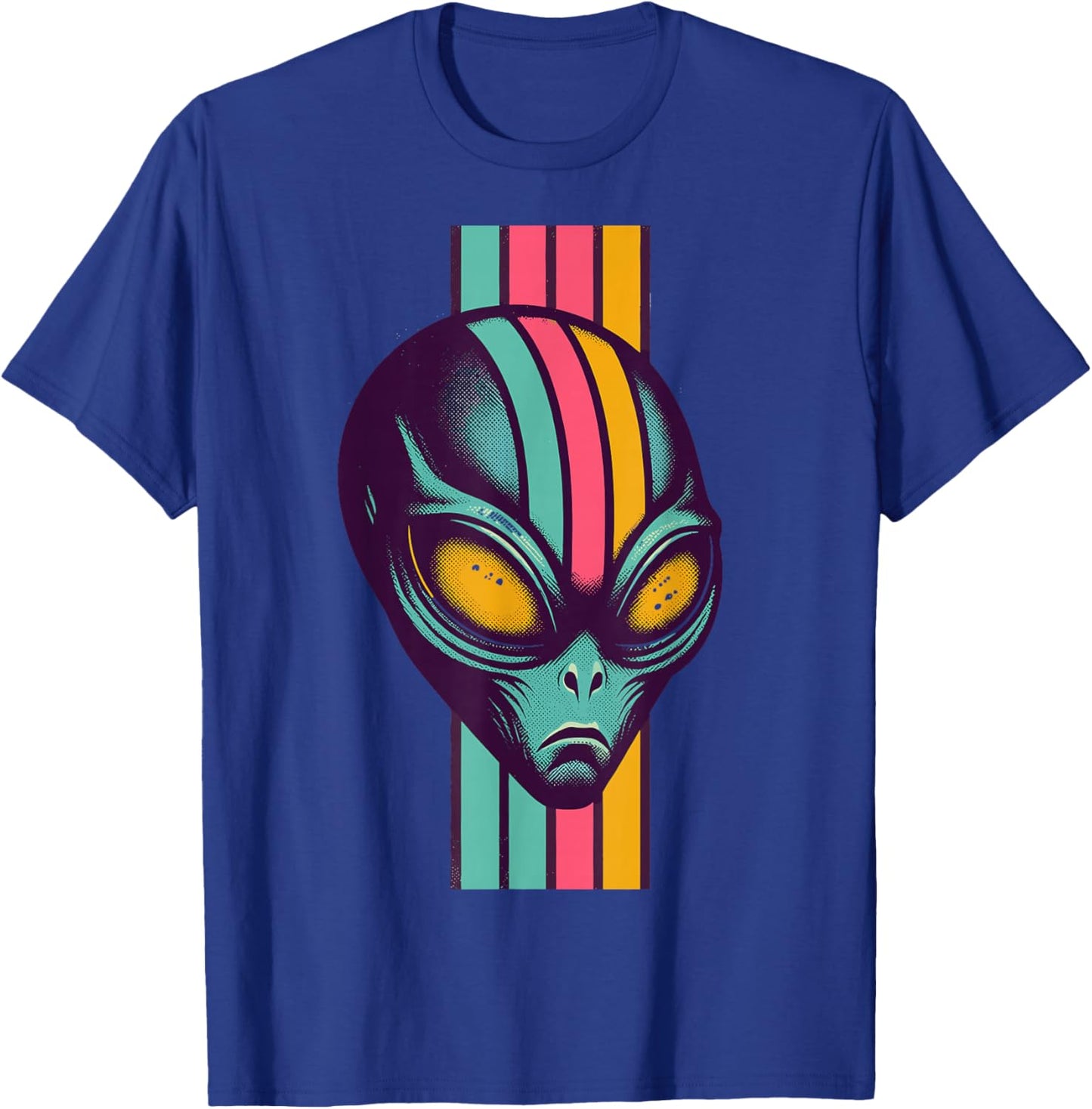 Cyber Alien Retro Vaporwave Aesthetic Head Space Galaxy UFO T-Shirt - T-Shirt | Royal