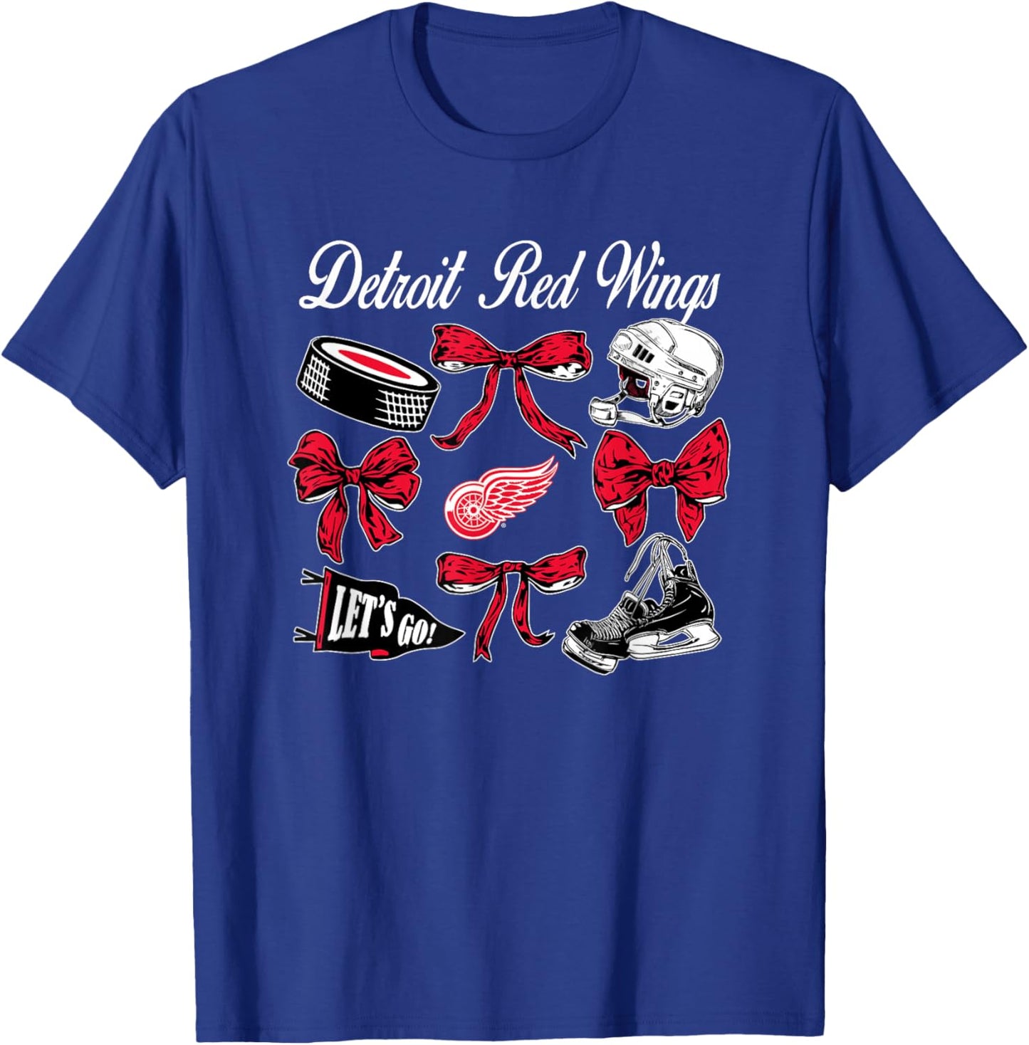 Detroit Red Wings Bows Dark Heather NHL Officially Licensed T-Shirt - T-Shirt | Royal