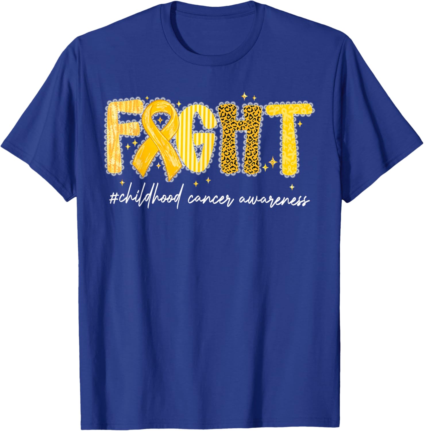 Preppy Fight Childhood Cancer Awareness Support Warrior Gold T-Shirt - T-Shirt | Royal
