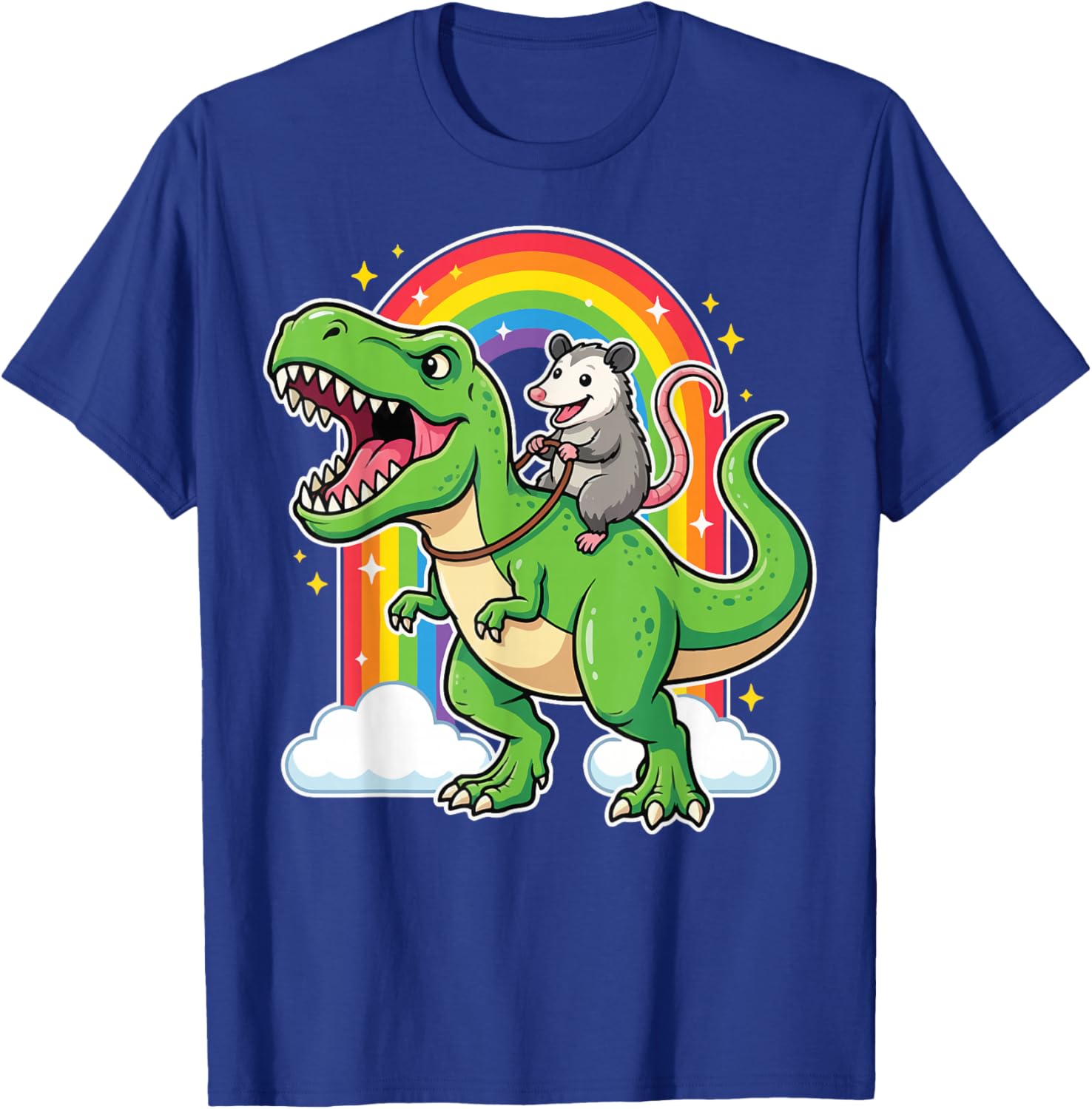 Opossum Riding T-Rex T-Shirt - T-Shirt | Royal