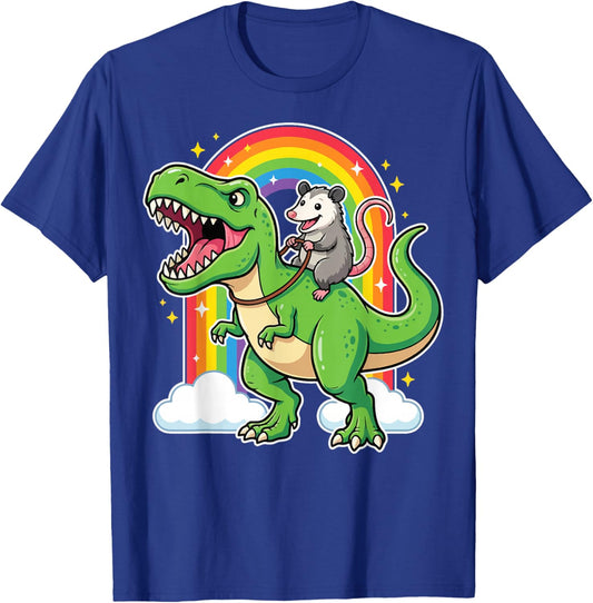 Opossum Riding T-Rex T-Shirt - T-Shirt | Royal