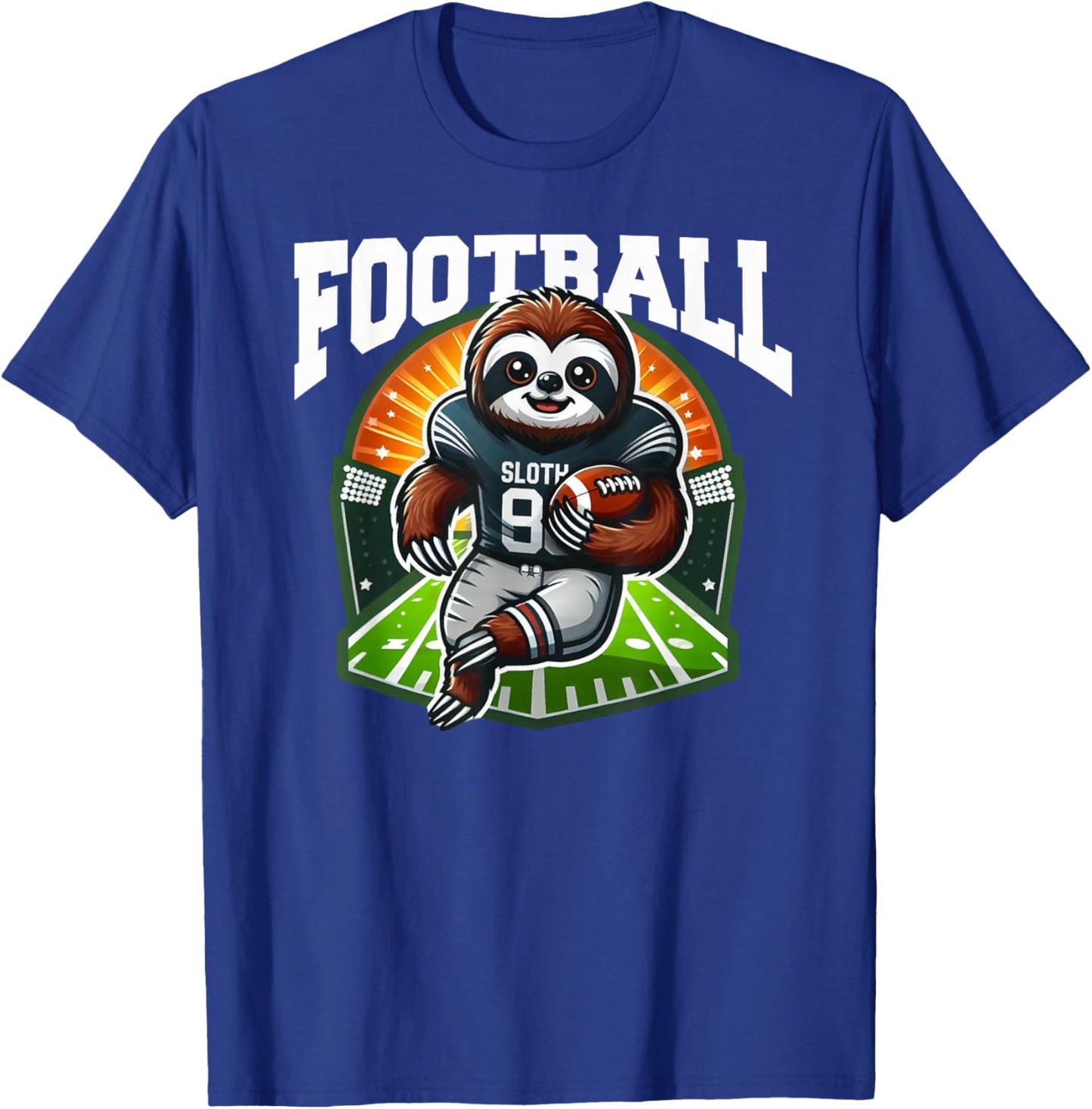 Football Sloth Playing Football Games T-Shirt - T-Shirt | Royal