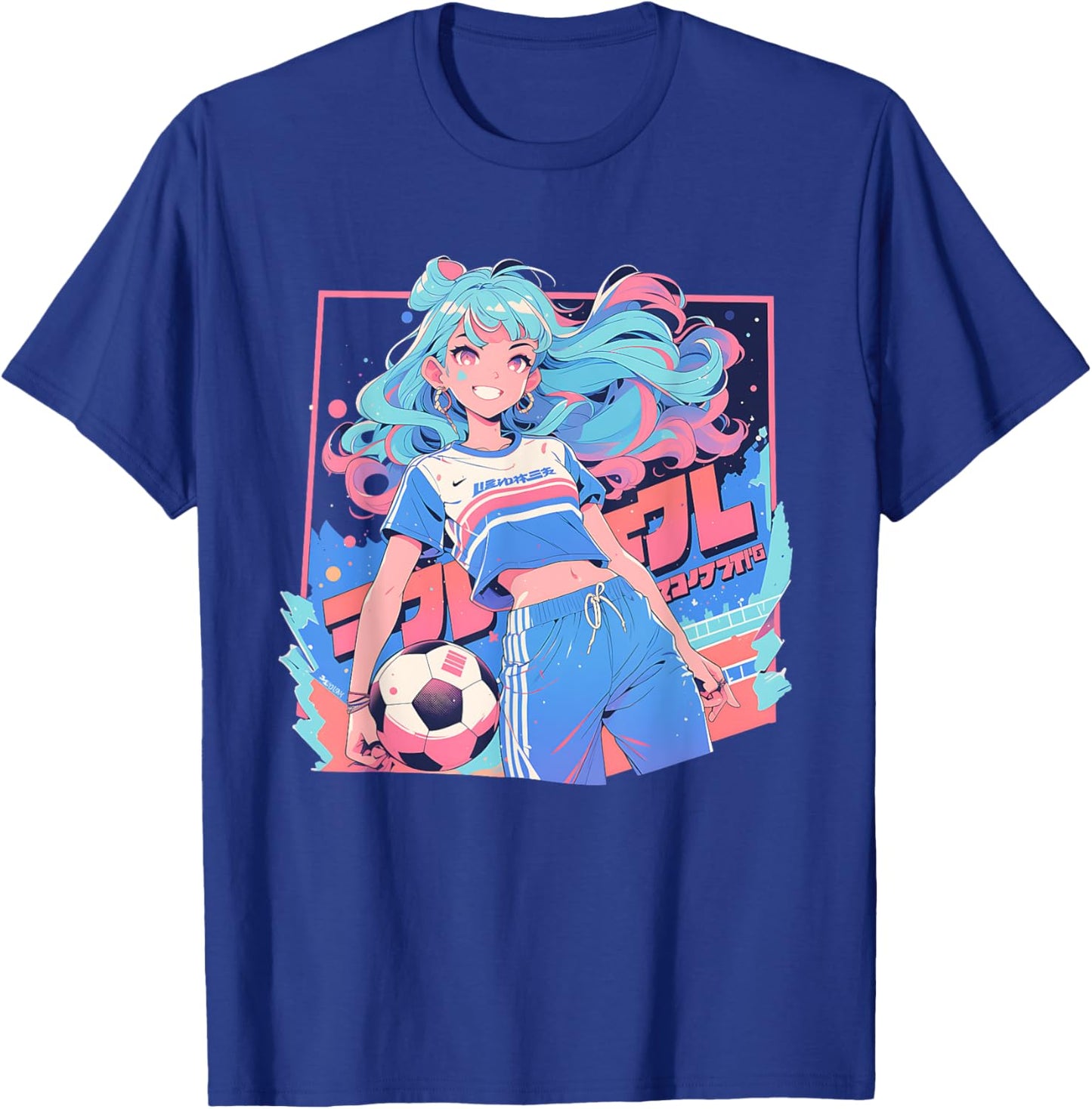 Soccer Girl in funny Pastel japan Anime Aesthetic japanese T-Shirt - T-Shirt | Royal