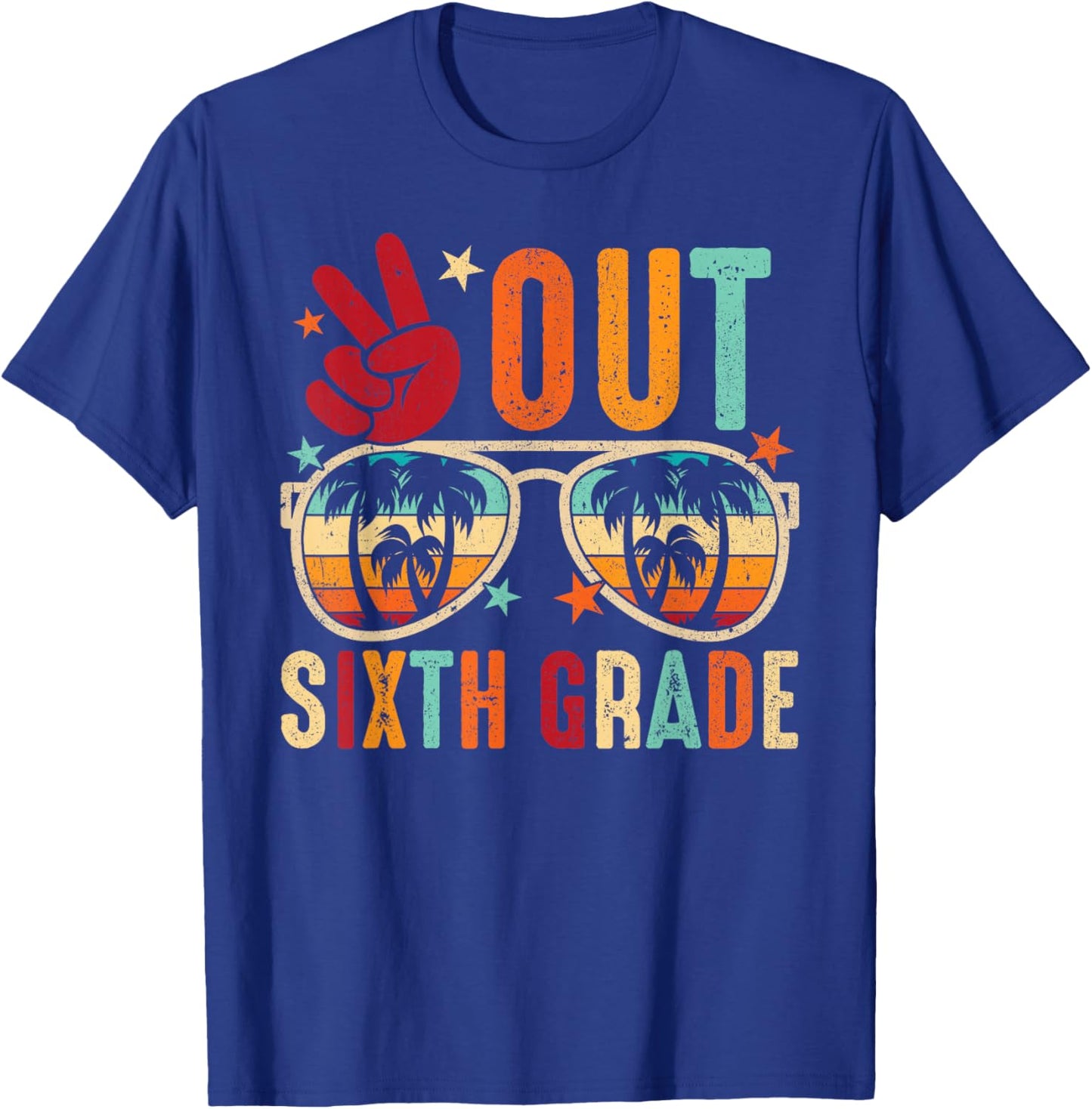 Vintage Peace Out 6th Grade Graduation Last Day Of School T-Shirt - T-Shirt | Royal